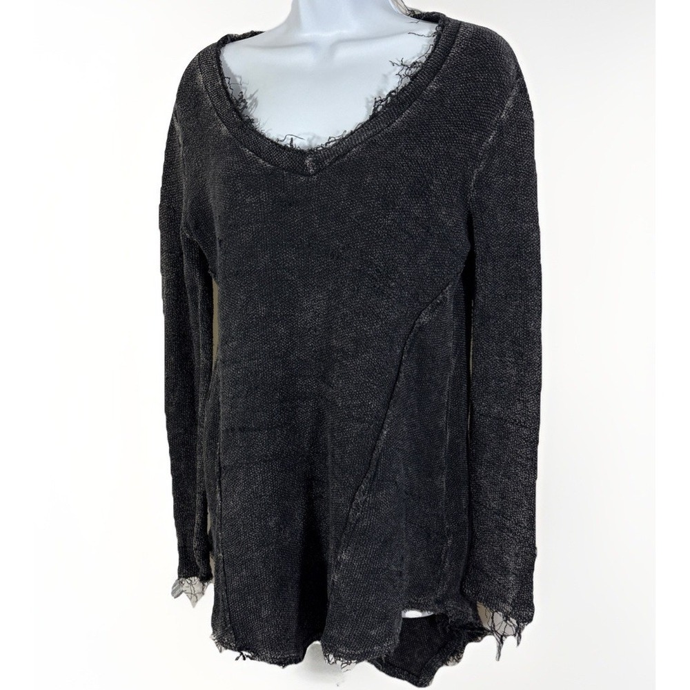 Staring at Stars Knit Asymmetric Sweatshirt SZ S Raw Distressed Black Indie Goth